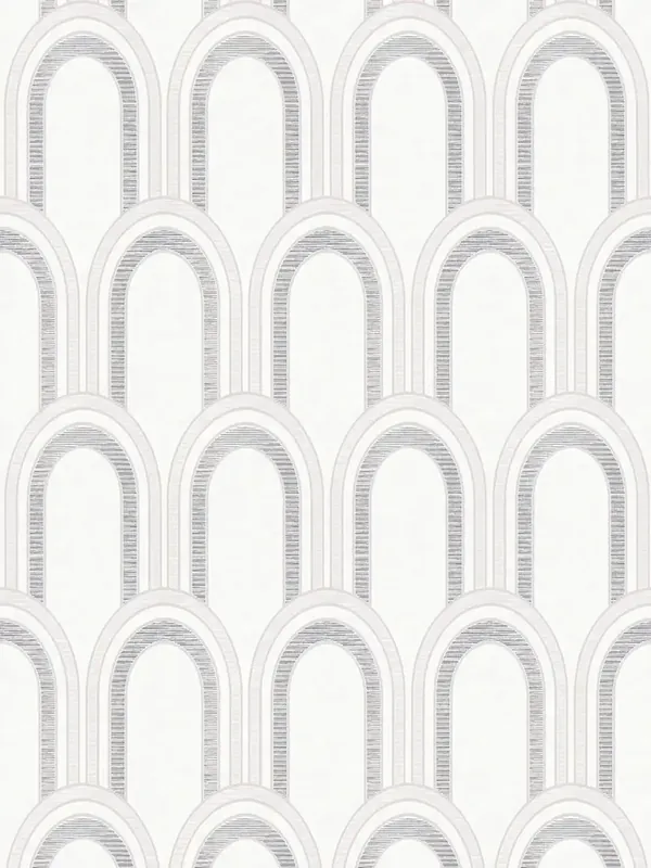 Tapeta 39176-4 Architects Paper Arcade tapeta na flizelinie o wyglądzie łuku z efektem połysku – biała, szara, srebrna Wysoka jakość
