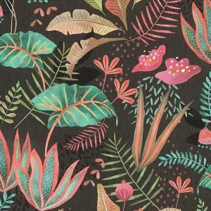 Bezpieczne zakupy Tapeta 39348-1 A.S. Creation Famous Garden tapeta flizelinowa kwiatowa z mieszanymi liśćmi o lekkiej strukturze, matowa – czarna, kolorowa, zielona