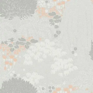 Bestseller Tapeta 39350-1 A.S. Creation Famous Garden tapeta flizelinowa kwiatowa z lekko strukturalnymi liśćmi, matowa – jasnoszara, biała, różowa