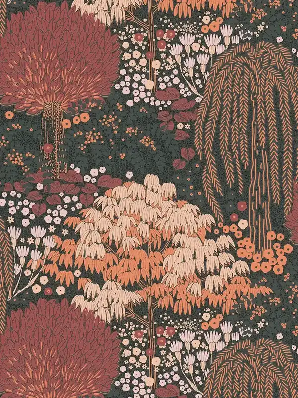 Tapeta 39350-4 A.S. Creation Famous Garden tapeta flizelinowa kwiatowa z liśćmi lekko strukturowanymi, matowa – czarna, czerwona, różowa Dostępne od ręki