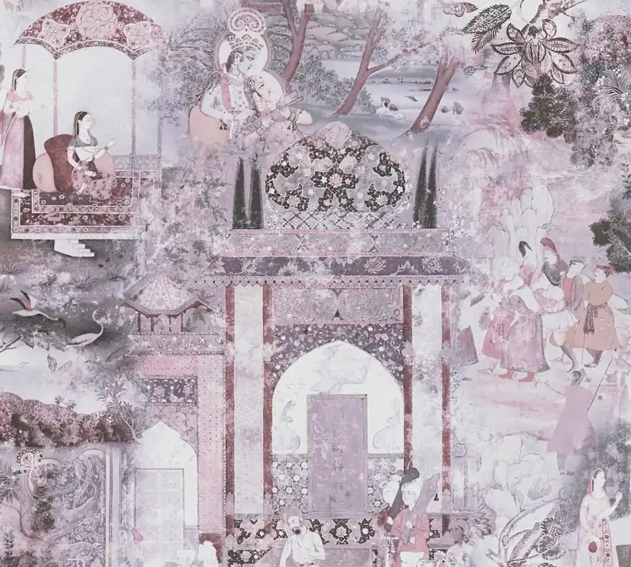 Łatwy zwrot Tapeta 38174-4 Dream Flowery AS Creation Tapeta z motywem Indyjskim vintage - szara, różowa