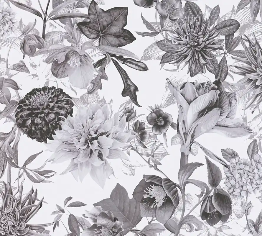 Bezpieczne zakupy Tapeta 38175-3 Dream Flowery AS Creation Czarno-biała tapeta z motywem kwiatów
