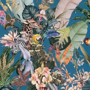 Tylko do końca tygodnia Tapeta 38176-4 Dream Flowery AS Creation Tapeta turkusowa wzór w kwiaty i zwierzęta - zieleń, błękit