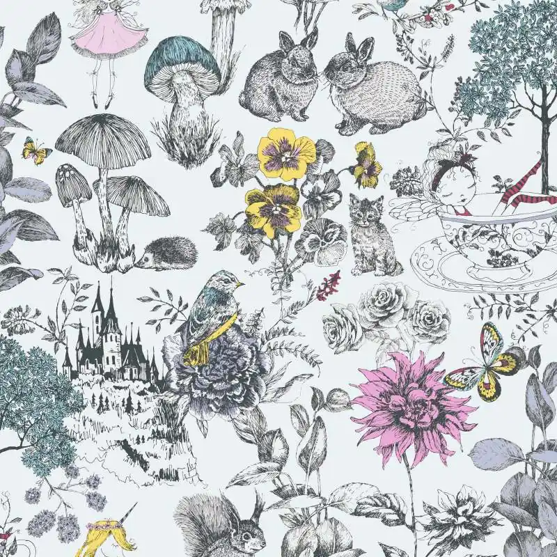 Okazja Tapeta 38120-1 Little Love AS Creation do pokoju dziecięcego z motywem zwierząt i roślinnością lasu - czarny, biały, żel