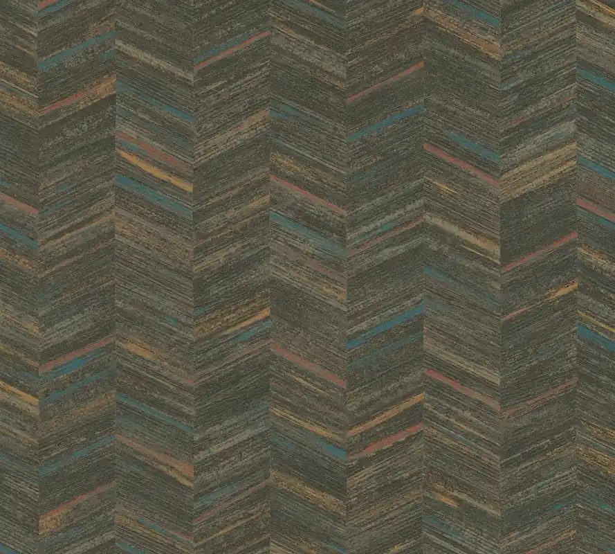 Tapeta 38309-2 Geo Effect AS Creation Tapeta drewnopodobna wzór w jodełkę i etniczny styl - brąz, pomarańcz Ostatnie sztuki