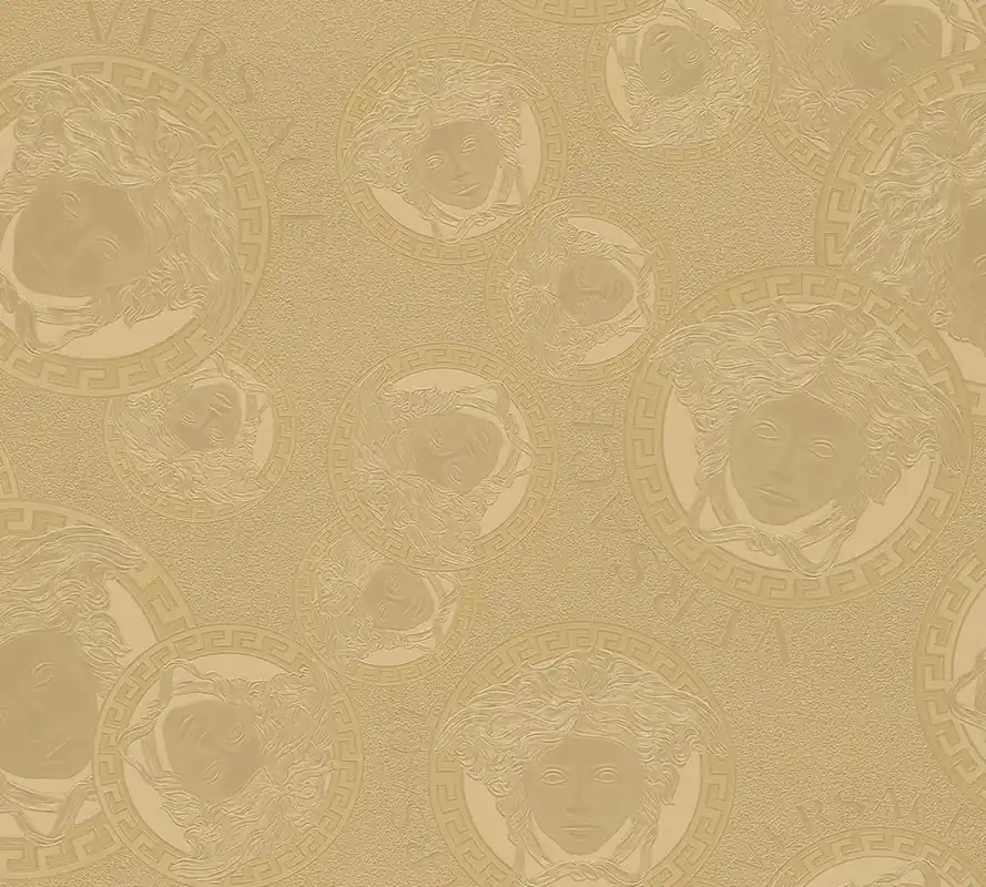 Okazja Tapeta 38461-1 Versace 5 AS Creation Złota tapeta VERSACE z motywem meduzy i metalicznym połyskiem