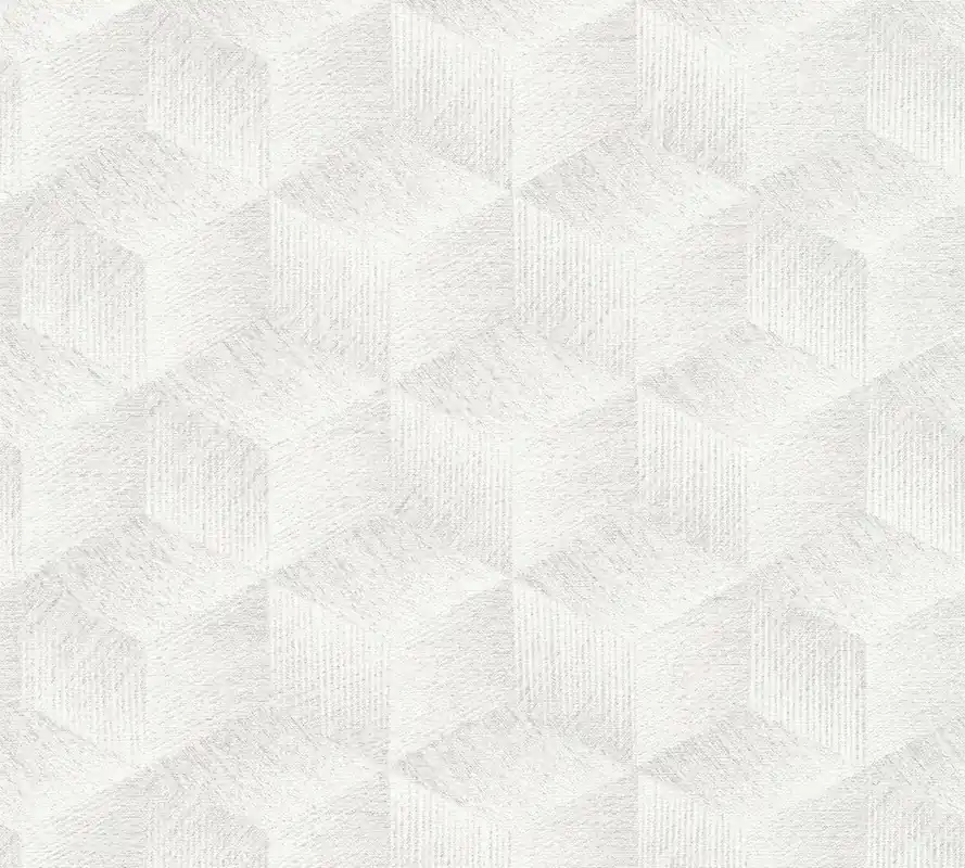 Tapeta 38506-2 Natural Living AS Creation tapeta optyczna 3d bez pcv z kwadratowym wzorem i efektem połysku – szara, biała Okazja