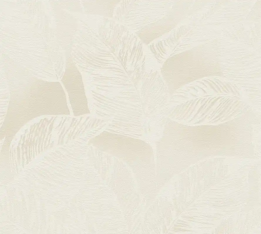 Zamów teraz Tapeta 38663-3 Natural Living AS Creation tapeta na flizelinie z wzorem liści bez pvc – beżowa, biała
