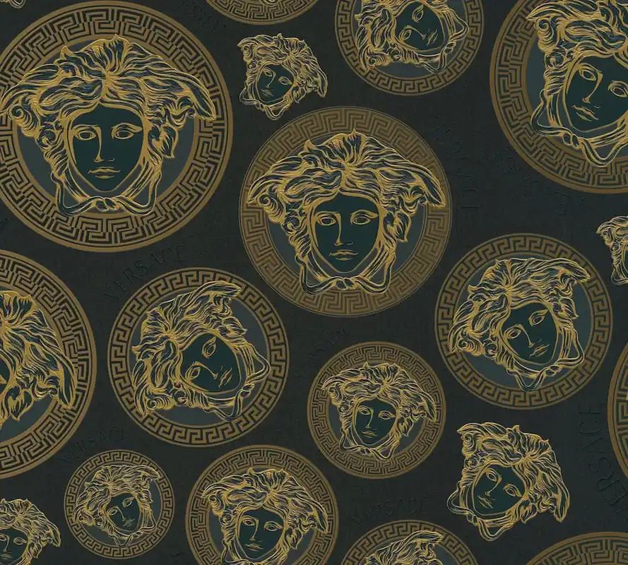 Tapeta 38611-7 Versace 5 AS Creation Tapeta VERSACE czarno-złota z logo versace Do wyczerpania zapasów