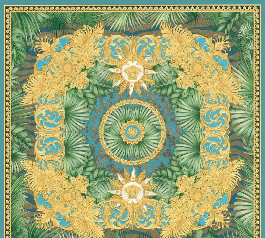 Tapeta 38703-2 Versace 5 AS Creation Tapeta VERSACE Motyw dżungli ornament - zielona, metaliczna Okazja