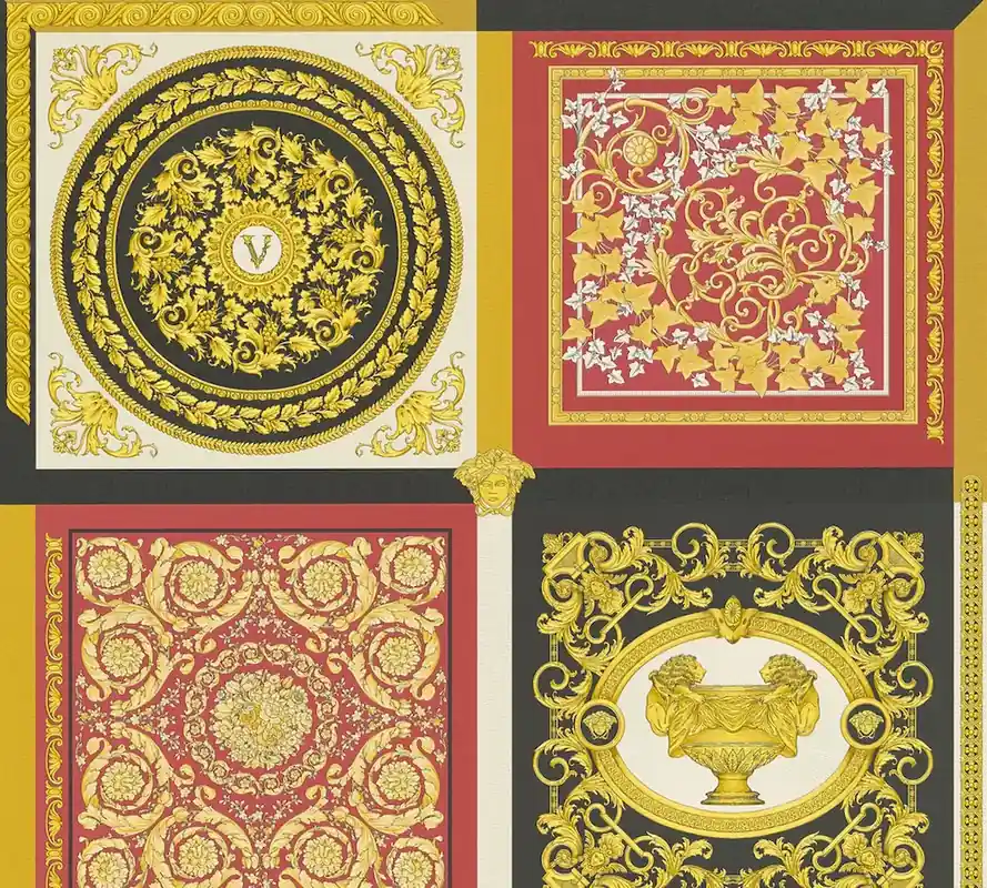 Tapeta 38704-6 Versace 5 AS Creation Luksusowa tapeta ze wzorem VERSACE – metalik, czerwień, czerń Dostępne od ręki