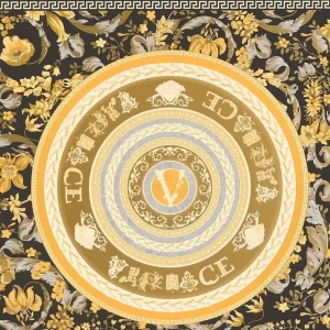 Dodaj do koszyka Tapeta 38705-5 Versace 5 AS Creation Tapeta ze złotym i srebrnym symbolem VERSACE – czarna