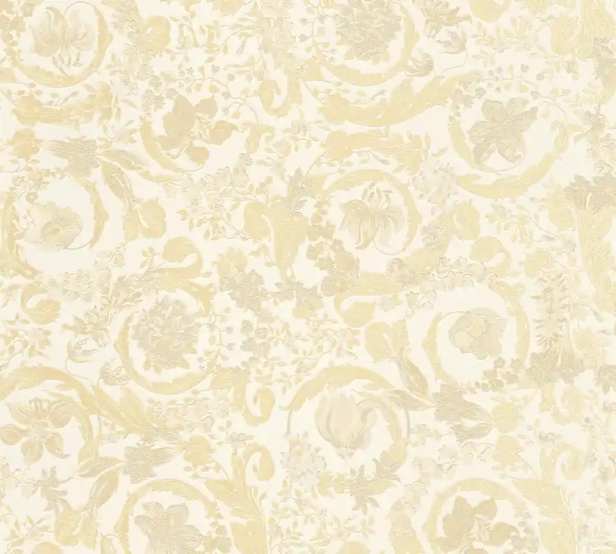 Tapeta 38706-3 Versace 5 AS Creation Tapeta VERSACE z motywem kwiatowym winorośli – kremowa, metaliczna Darmowa dostawa