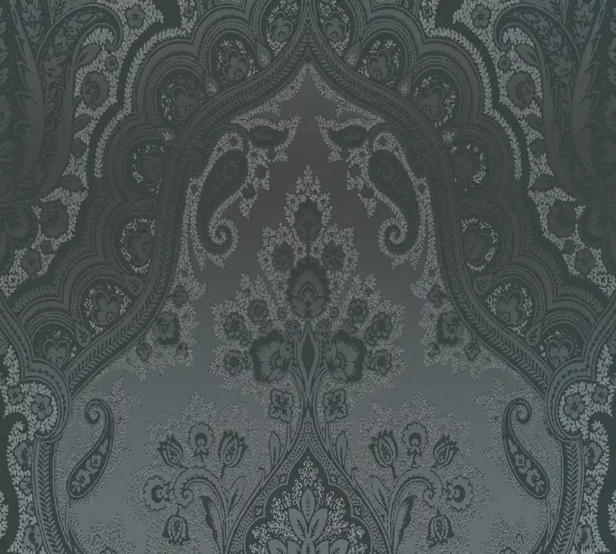 Szybka dostawa Tapeta 38708-5 My Home My Spa AS Creation Czarna tapeta ornament z srebrnym efektem - metalik, czerń