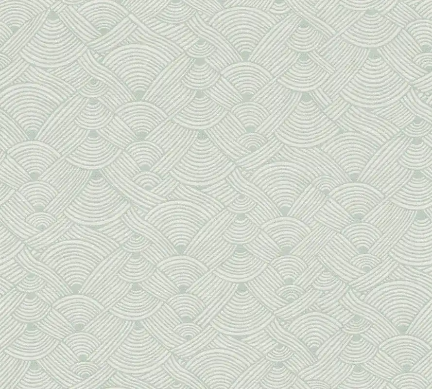 Tapeta 38742-3 Nara AS Creation tapeta graficzna z wzorem fal w odcieniach ziemi – zielony, biały, niebieski Taniej