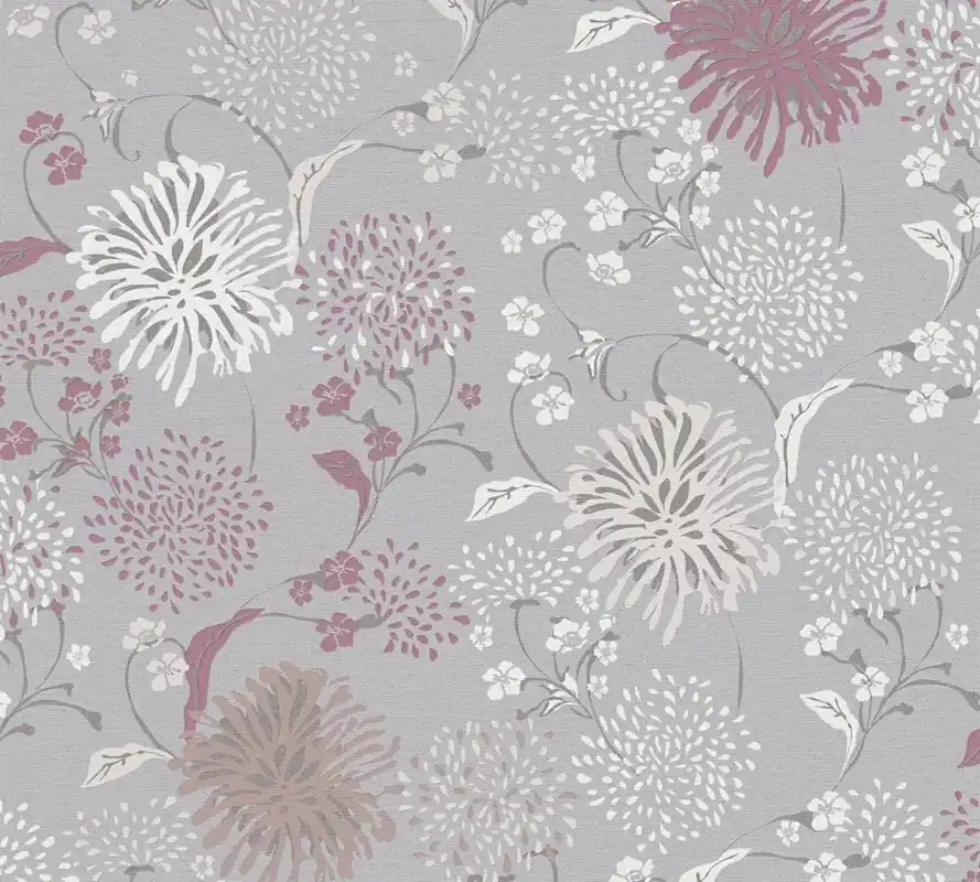Wyprzedaż Tapeta 38900-2 House of Turnowsky AS Creation tapeta dandelion o wyglądzie cienkiego lnu – szara, biała, czerwona