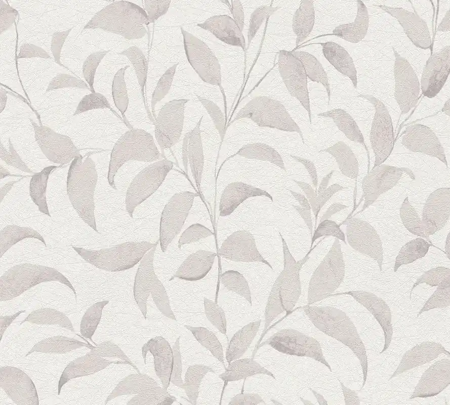 Tapeta 38962-1 Premium Wall 2 AS Creation tapeta kwiatowa z liśćmi o połyskującej fakturze – biała, beżowa, szara Ostatnie sztuki