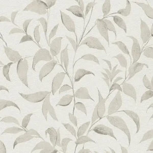 Ekspresowa dostawa Tapeta 38962-2 Premium Wall 2 AS Creation tapeta z motywem liści kwiatowych, strukturalna, połyskująca – biała, szara, beżowa