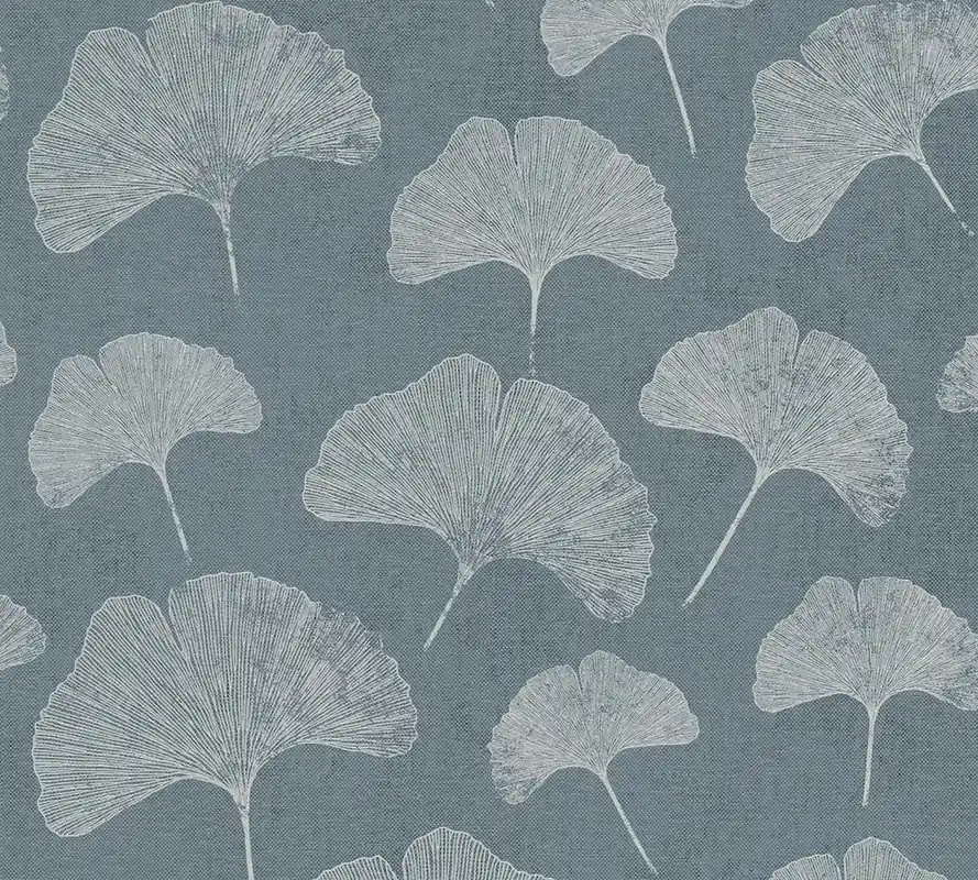 Sprawdź teraz Tapeta 38966-2 Premium Wall 2 AS Creation tapeta kwiatowa z liśćmi matowa faktura – niebieski, biały, srebrny
