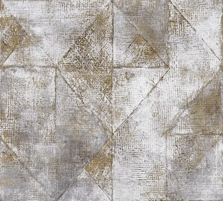 Ostatnia szansa Tapeta 38976-4 Premium Wall 2 AS Creation tapeta graficzna z wzorem trójkątów metaliczna błyszcząca struktura – złota, szara