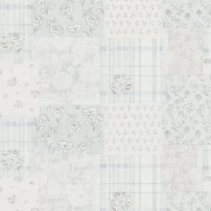 Tylko do końca tygodnia Tapeta 39066-4 Maison Charme AS Creation Tapeta flizelinowa w kwiatowy wzór i kratkę w wiejskim stylu - jasnoniebieska, szara, biała