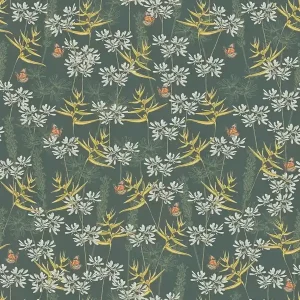 Tylko do końca tygodnia Tapeta 39423-2 A.S. Creation Drawn Into Nature tapeta kwiatowa z motylami i trawami struktura matowa – benzyna, żółty, biały