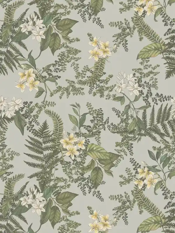 Tapeta 39424-2 A.S. Creation Drawn Into Nature nowoczesna tapeta w stylu kwiatowym z kwiatami i trawami strukturalny mat – szary, ciemnozielony, biały Bezpieczne zakupy