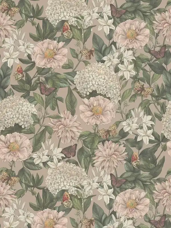 Wyjątkowa oferta Tapeta 39426-2 A.S. Creation Drawn Into Nature tapeta kwiatowa nowoczesna ze zwierzętami i kwiatami strukturalna matowa – róż, zieleń, biel