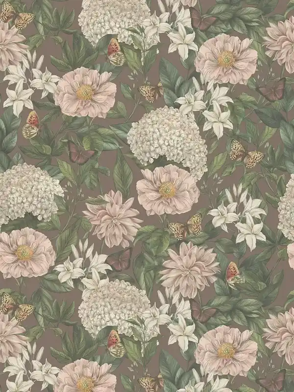 Tapeta 39426-3 A.S. Creation Drawn Into Nature nowoczesna tapeta kwiatowa z kwiatami i motylami struktura matowa – bordeaux, róż, ciemna zieleń Zamów teraz