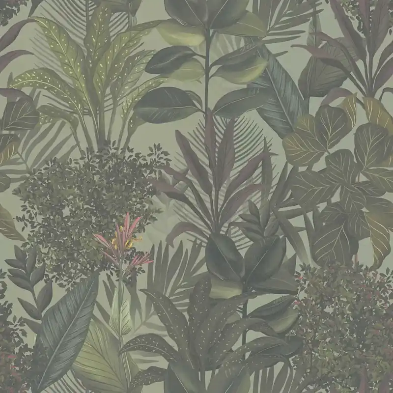 Ograniczona ilość Tapeta 39433-1 A.S. Creation Drawn Into Nature nowoczesna tapeta kwiatowa z liśćmi i trawami strukturalna matowa – zielona, ciemnozielona, bordowa