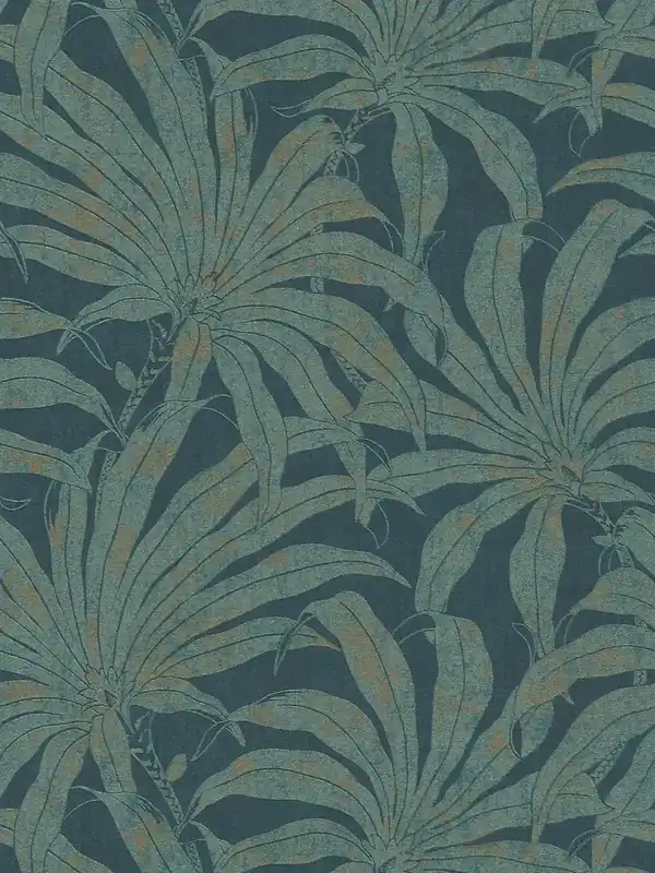 Tapeta 39501-6 A.S. Creation Jade 2 tapeta z motywem kwiatowym i botanicznymi liśćmi dżungli – benzyna, złoto, niebieski Ekspresowa dostawa