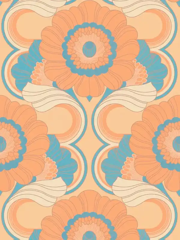 Tapeta 39530-2 A.S. Creation Retro Chic tapeta na flizelinie kwiatowej w stylu retro – beż, turkus, pomarańcz Obniżka ceny