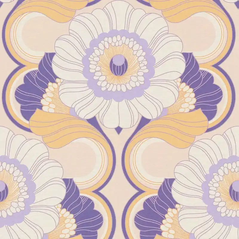 Cena promocyjna Tapeta 39530-3 A.S. Creation Retro Chic tapeta retro z motywem kwiatowym – beż, żółć, fiolet