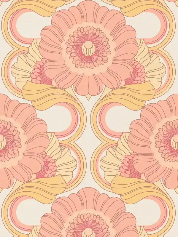 Tapeta 39530-5 A.S. Creation Retro Chic tapeta retro w kwiaty z lekką strukturą – żółty, różowy, biały Okazja