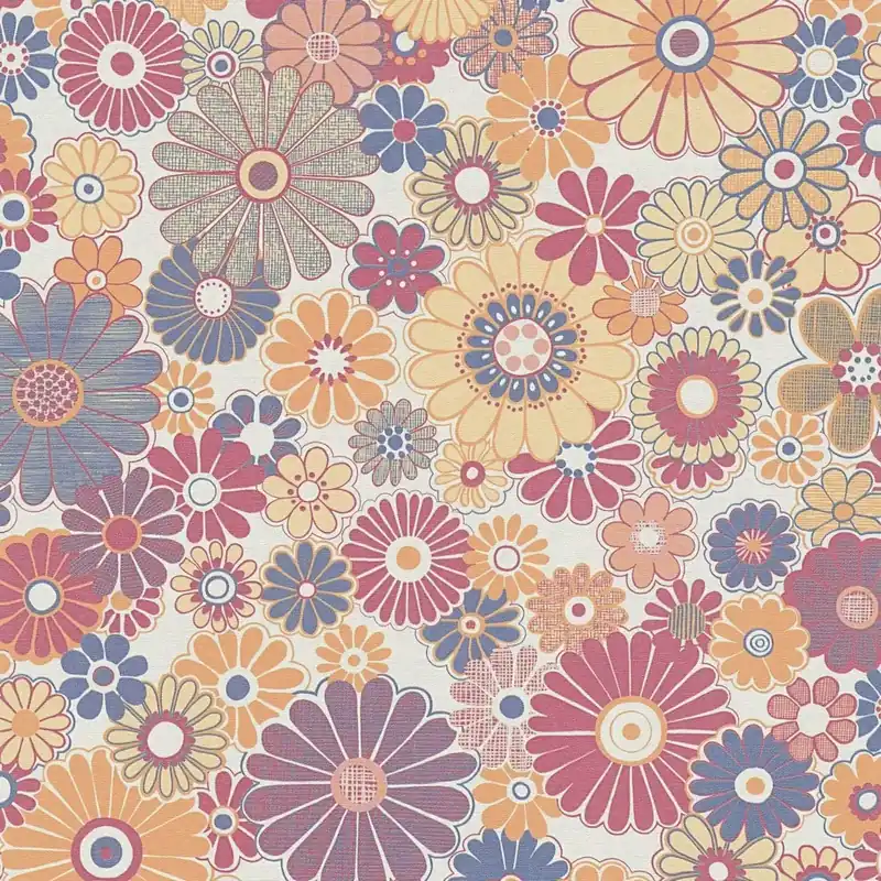 Tapeta 39535-4 A.S. Creation Retro Chic tapeta retro na flizelinie z motywem kwiatowym – czerwony, niebieski, pomarańczowy Tylko dziś