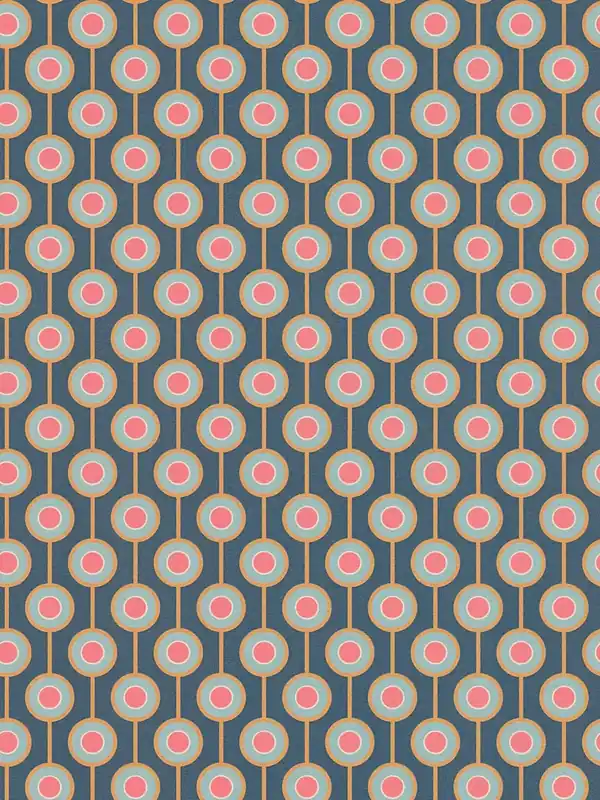 Dostępne od ręki Tapeta 39537-1 A.S. Creation Retro Chic tapeta retro z lekką strukturą i wzorem okręgów – niebieski, żółty, różowy