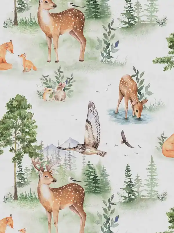 Nowy Tapeta 77172-1 A.S. Creation Lilly & Luis tapeta flizelinowa z motywem zwierząt leśnych – piękna sceneria lasu do pokoju dziecięcego w stylu nastawionym na naturę – kolorowa