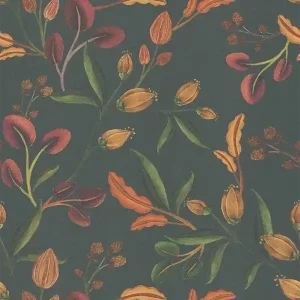 Dodaj do koszyka Tapeta 78211-2 A.S. Creation Anna D'Andrea wyrazista tapeta na flizelinie z kwiatowym wzorem i żywymi szczegółami liści w stylu vintage, o delikatnej strukturze – czarna, kolorowa