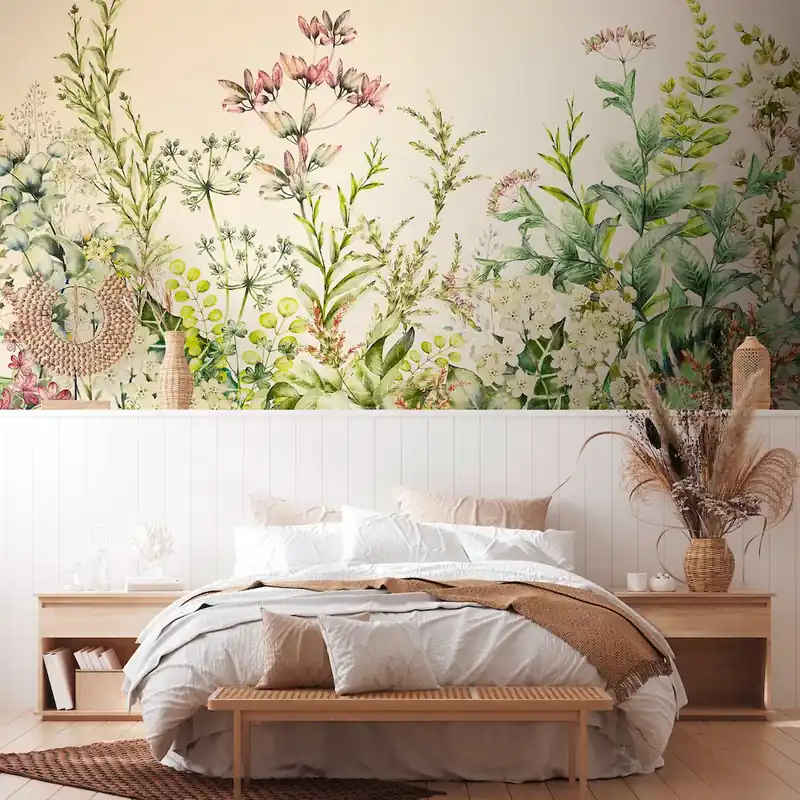 Oferta czasowa Tapeta mural panel 38277-1 The Wall AS Creation tapeta z motywem botanical print z kwiatami i liśćmi