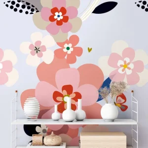 Wyjątkowa oferta Tapeta mural panel 39208-1 The Wall II AS Creation duża tapeta z motywem kwiatowym w minimalistycznym stylu – kolorowa, różowa, liliowa