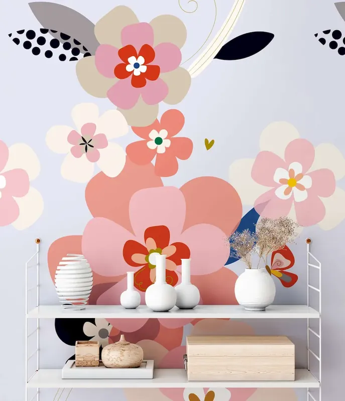 Wyjątkowa oferta Tapeta mural panel 39208-1 The Wall II AS Creation duża tapeta z motywem kwiatowym w minimalistycznym stylu – kolorowa, różowa, liliowa