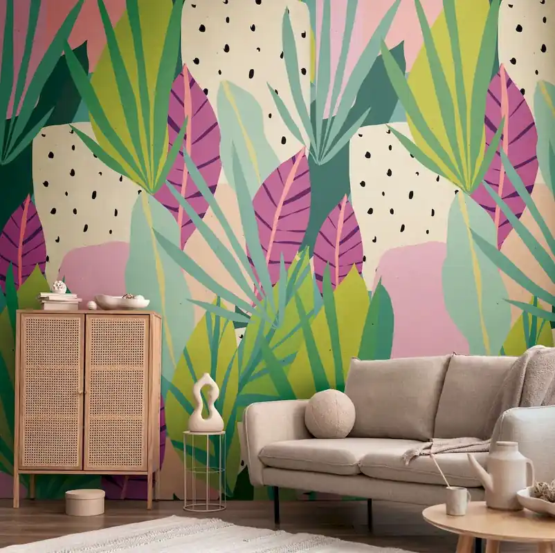 Tapeta mural panel 78208-1 A.S. Creation Anna D'Andrea tapeta na flizelinie –jungle vibes– 159 cm szerokości x 280 cm wysokości - żywy wzór liści w mocnych kolorach, gładki - kolorowy Bezpieczna płatność