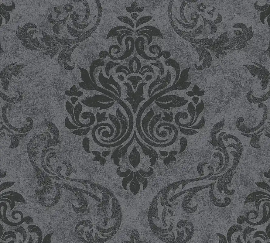 Tapeta panel 36824-1 Pop.up Panel 3D AS Creation tapeta z ornamentem barokowym i wzorem strukturalnym w stylu used look – czarna Obniżka ceny