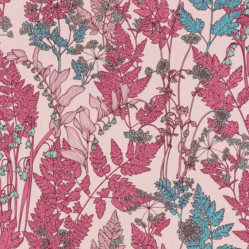 Tapeta 37751-8 Floral Impression AS Creation różowa w kwiaty z kwiatowym wzorem w botanicznym stylu - róż, czerwień, błękit Oferta czasowa