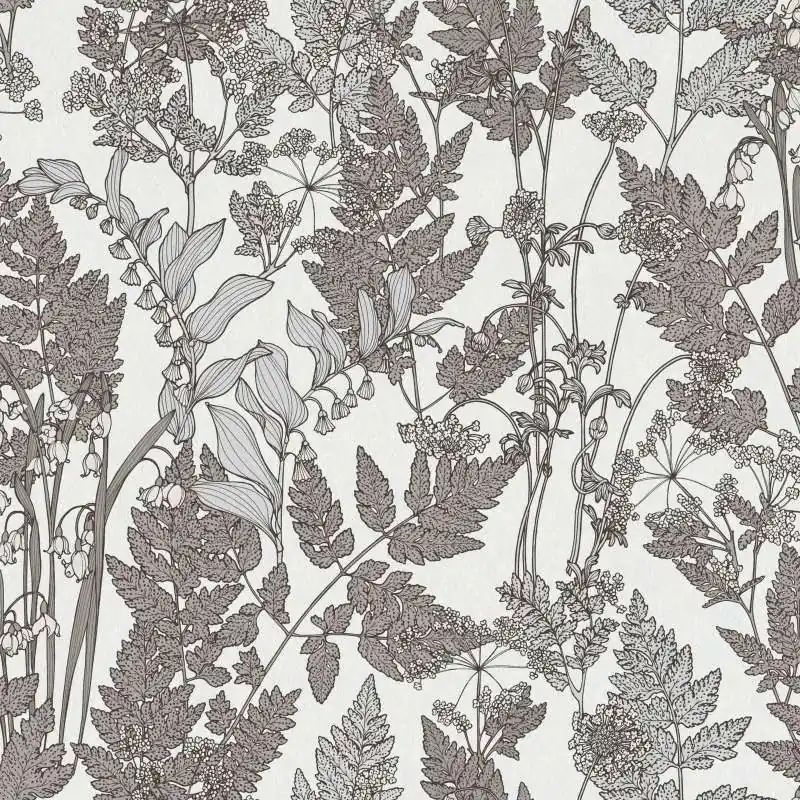 Obniżka ceny Tapeta 37752-1 Floral Impression AS Creation motyw liści i kwiatów w stylu nowoczesnej wiejskim - szaro-biała
