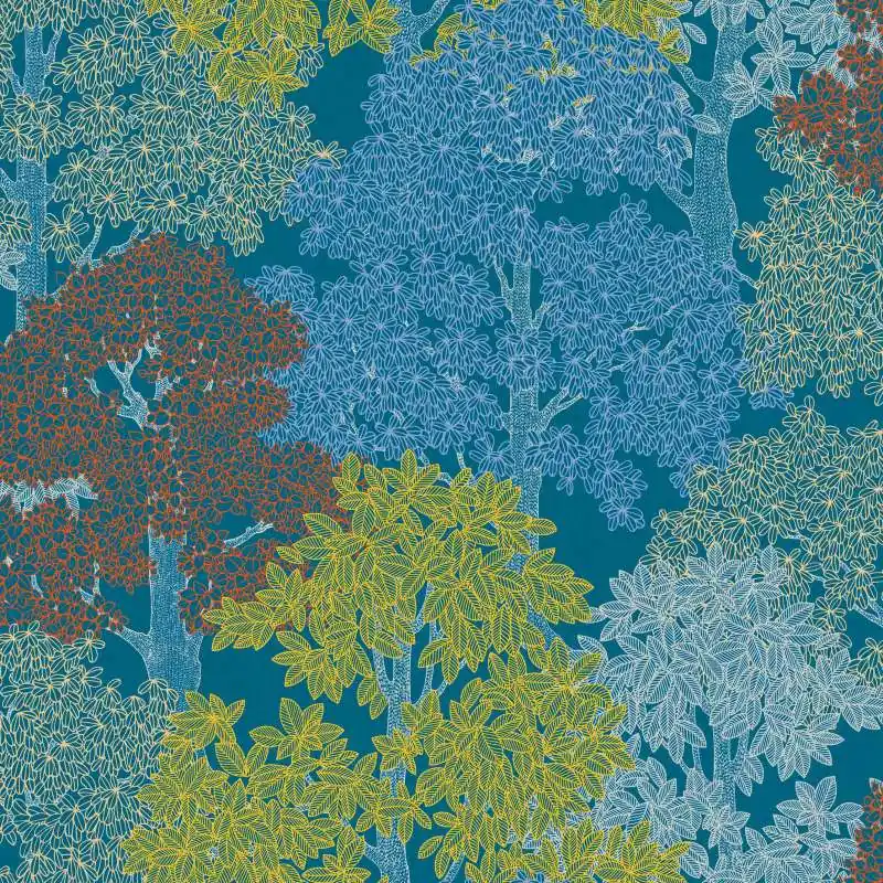 Cena promocyjna Tapeta 37753-1 Floral Impression AS Creation wzór drzewa w stylu skandynawskim - niebieski, żółty, czerwony