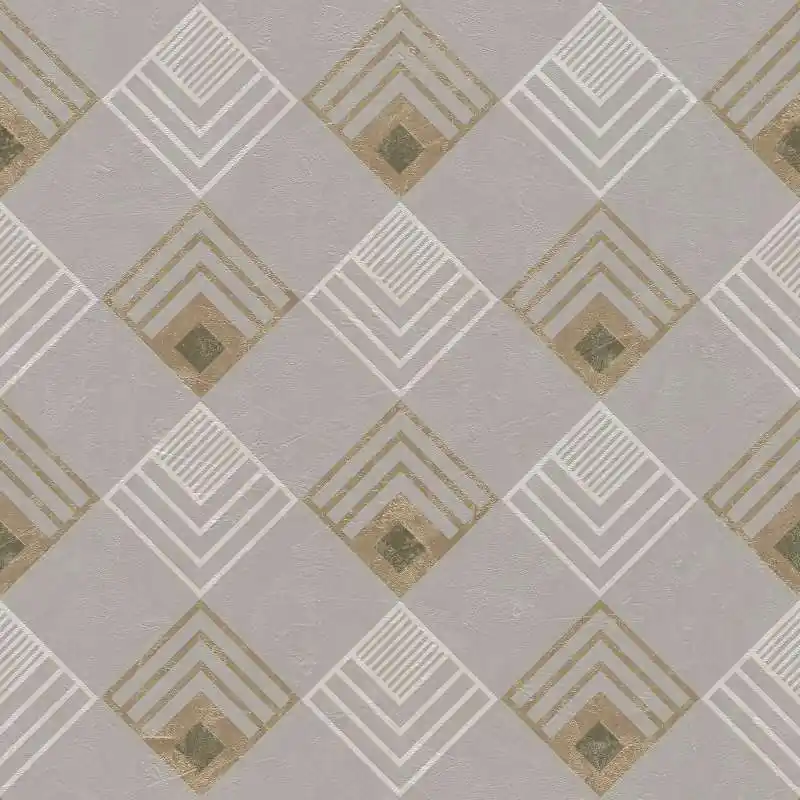 Bezpieczna płatność Tapeta 37682-3 New Life AS Creation flizelinowa art deco z efektem metalicznym - szary, beżowy, biały