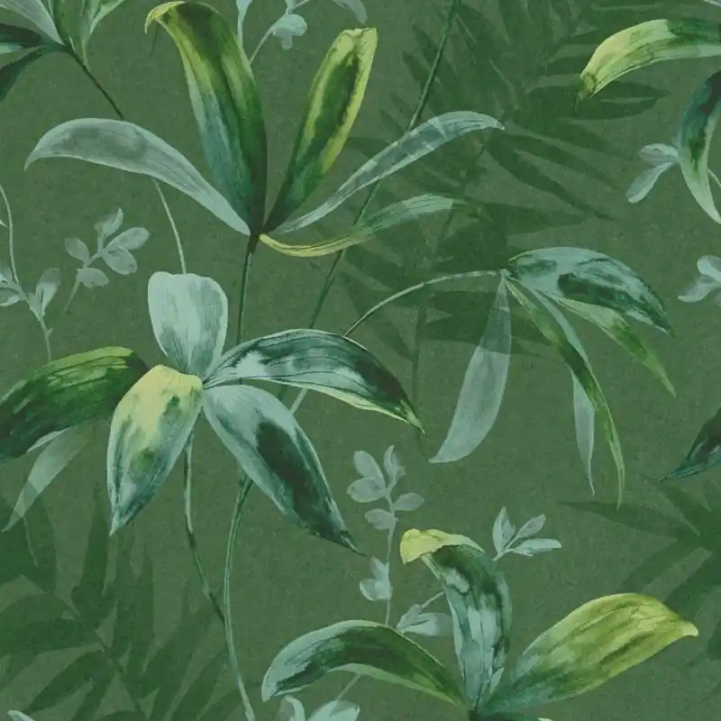 Tapeta 37704-2 Jungle Chic AS Creation flizelinowa zielone liście wzór w akwarelowym stylu – zielony Oferta limitowana