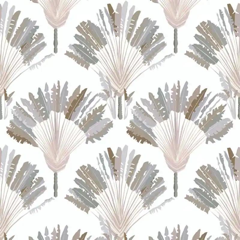 Oferta limitowana Tapeta 37708-2 Jungle Chic AS Creation szaro-beżowa z motywem palmy i wzór blokowy – szary, biały, brązowy