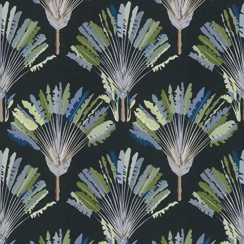 Tapeta 37708-5 Jungle Chic AS Creation ciemny wzór w palmy -zielony, czarny, niebieski Kup online